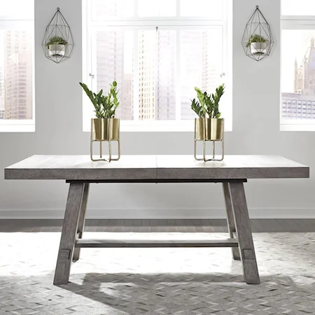 Contemporary Trestle Table with 20" Removable Leaf